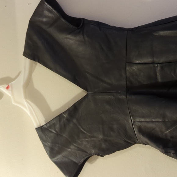TopShop BLACK VEGAN LEATHER Mini WRAP DRESS - Picture 8 of 10